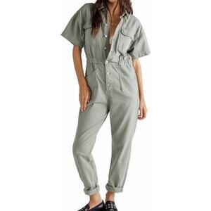 Free People We The Free Marci Jumpsuit Washed Army Green Size XS